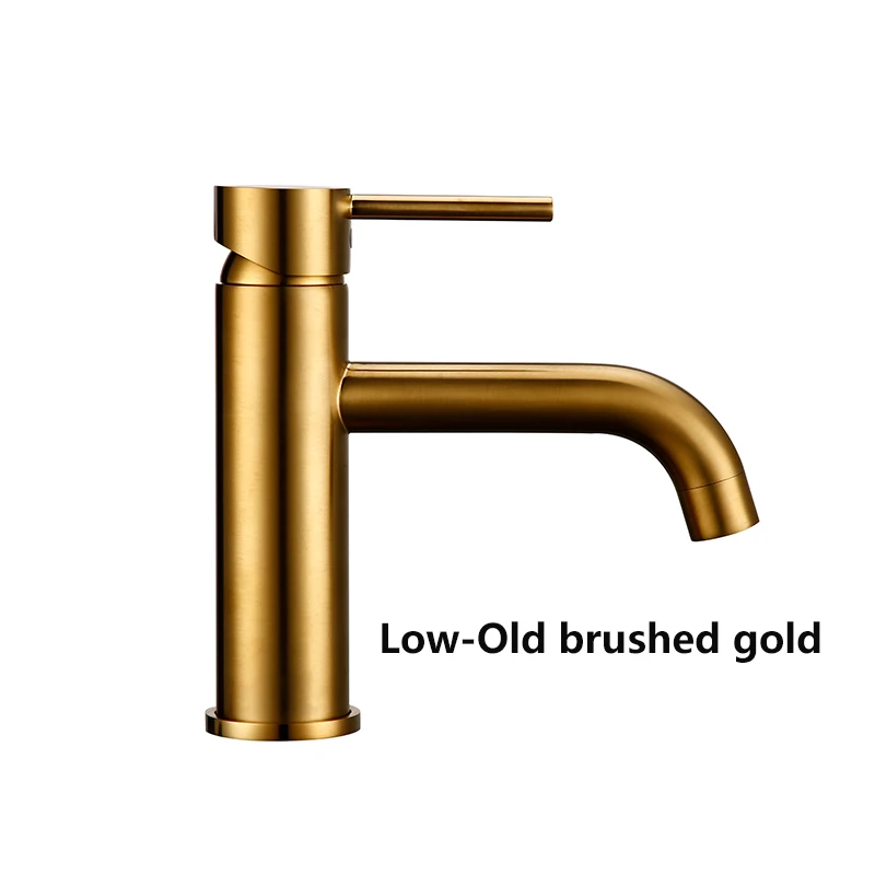 Low-Old Brushed Gold Smesiteli Смесители для ванной комнаты, акция, кран Круглый матовый черный золотой розовый белый смеситель для ванной комнаты, маленький кран для раковины - Цвет: Low-Old Brushed Gold