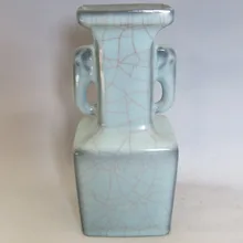 Редкий Старый Китайский SongDynasty "ge-печи" фарфоровая ваза, с двумя ушами