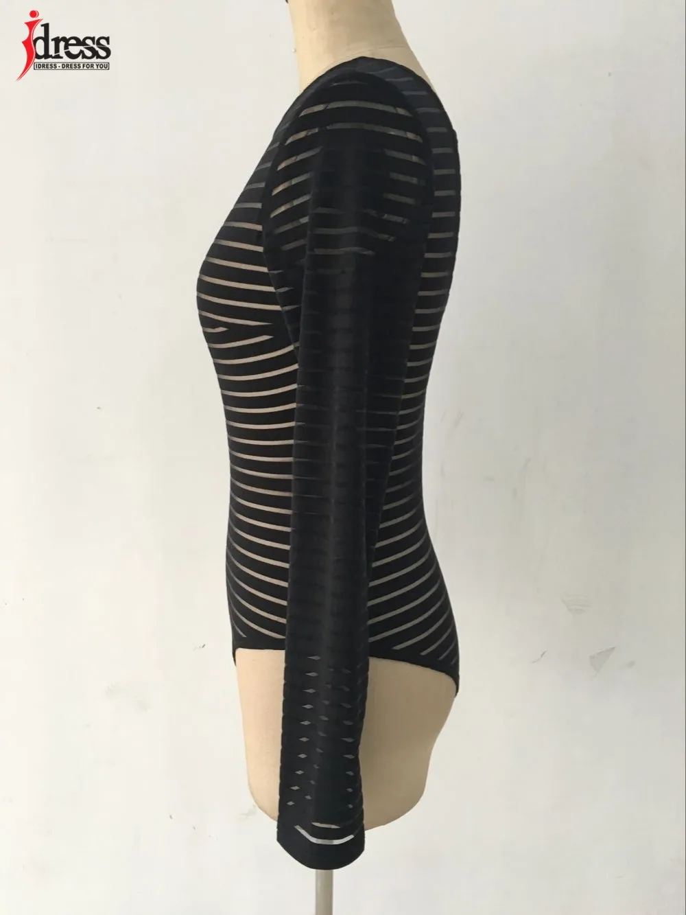 IDress 2016 New Women Sexy Bodysuit Pink White Black Long Sleeve Bodysuit Sheer Mesh Lace Bodysuit for Women Rompers Bodycon Jumpsuit (3)