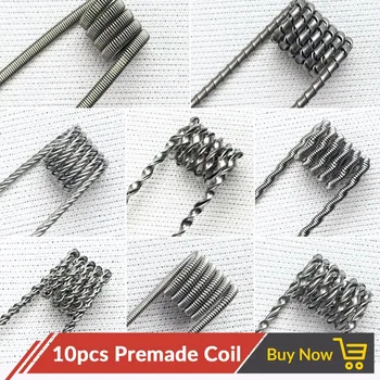 

Volcanee 10pcs Alien Clapton Coil Flat Twisted Fused Clapton Quad Tiger Heating Wire Vape Resistance Premade Coil Prebuilt Coil