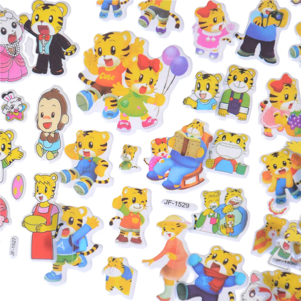 6 Sheets Cute Cartoon Animal Scrapbooking Bubble Puffy Stickers Reward Kids//FO
