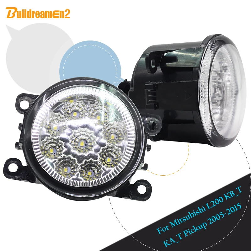 Buildreamen2 For Mitsubishi L200 KB_T KA_T Pickup 2005 2015 Car LED Fog Light DRL Daytime