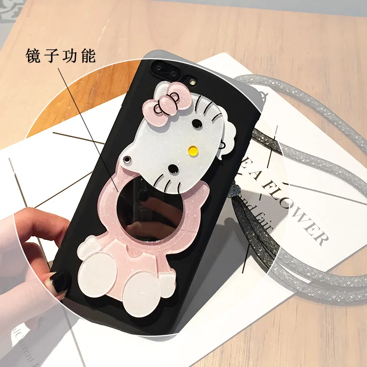Зеркальный чехол для samsung S10 plus cat Samsung Galaxy S10/S10 с мультяшным рисунком + 3D подставка
