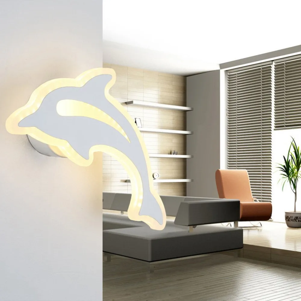 

Unique Cute Dolphin-shaped Button Lamps Household 220V 17W Living Room Aisle Wall Lights Bedroom Decoration Sconce