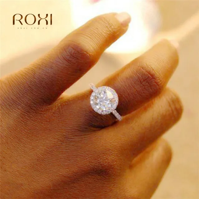 Fashion Silver Rose Gold Rings for Women Round Cut Clear CZ Zirconia Crystal Rhinestones Wedding Bridal Ring Jewelry 2018 Z4