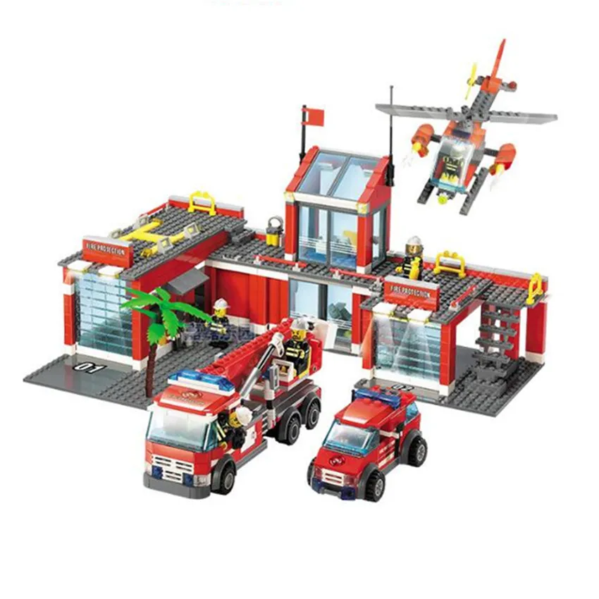 774 шт бренд совместимый городская пожарная часть строительные блоки игрушка