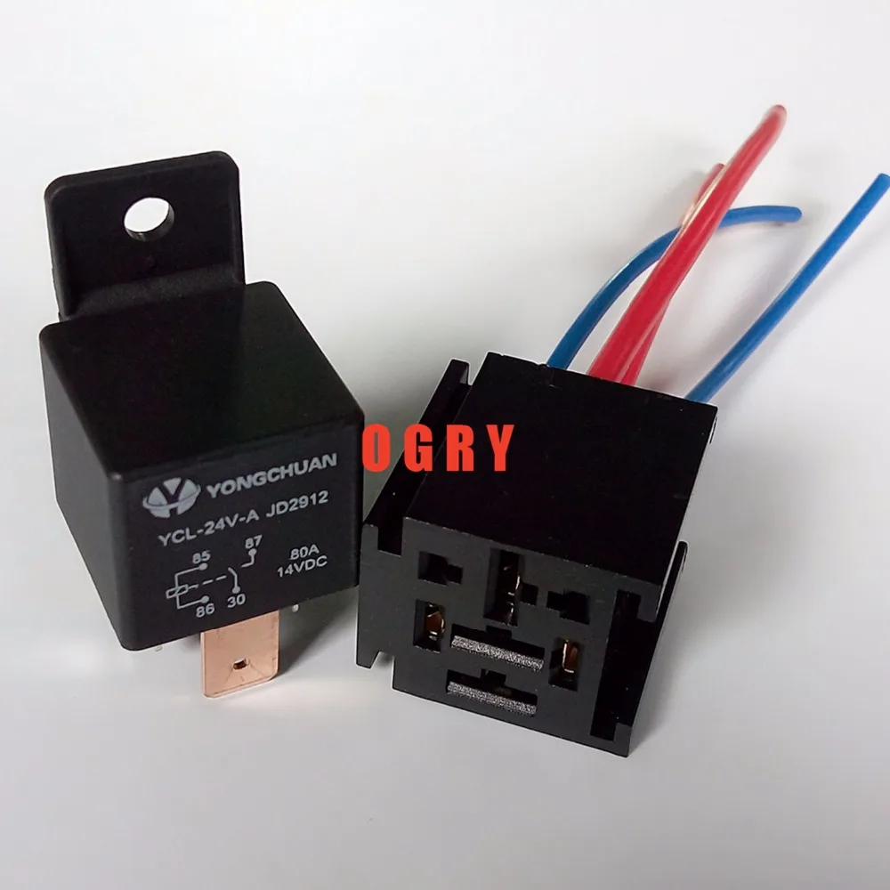 

JD1912 80A Wide-leg High Current Relay Automotive Relays 12V/24V 4 pins, can be equipped with socket