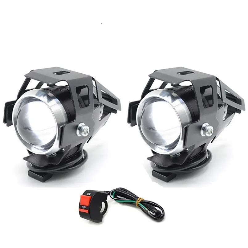 Cafe racer LED Headlight spot Fog Light Assembly Lamp motorcycle for honda x adv vfr 800 shadow 600 cbr 750 nc750x crf cr 125 - Цвет: 2pcs-switch