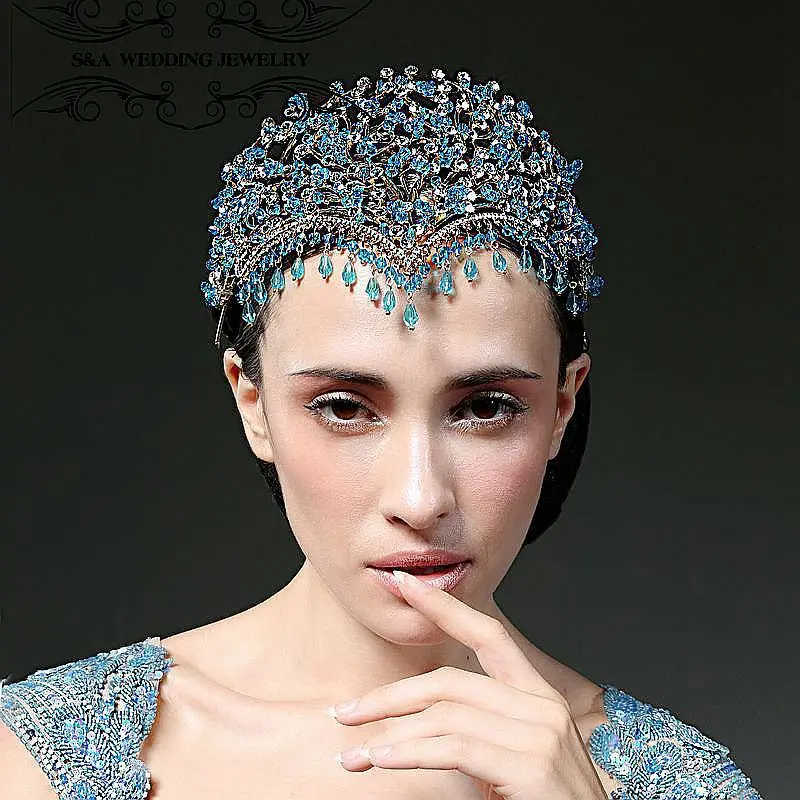 

Luxury Vintage Wedding Crown Alloy Bridal Tiara Baroque Queen King Crown water drop tiara Fashion show crown Miss world headband