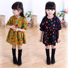 Fashion Baby Dress Long Sleeve Lolita Style Girls Clothes Spring Children Dresses For Girl Stars Printed Clothing girls clothes
