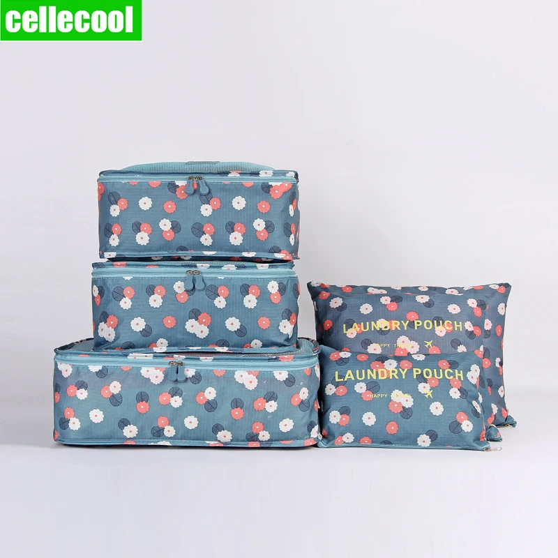 

6PCS/Set High Quality Oxford Cloth Travel Mesh Bag In Bag Luggage Organizer Packing Cube Organiser Clothing luggage travel bag