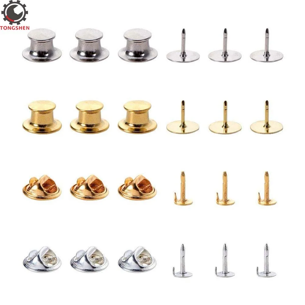 60 Pairs Brass Lapel Clutch Tie Tacks Uniform Badge Pin Keepers Backs  Replacement with Blank Pins for Brooch Findings - AliExpress