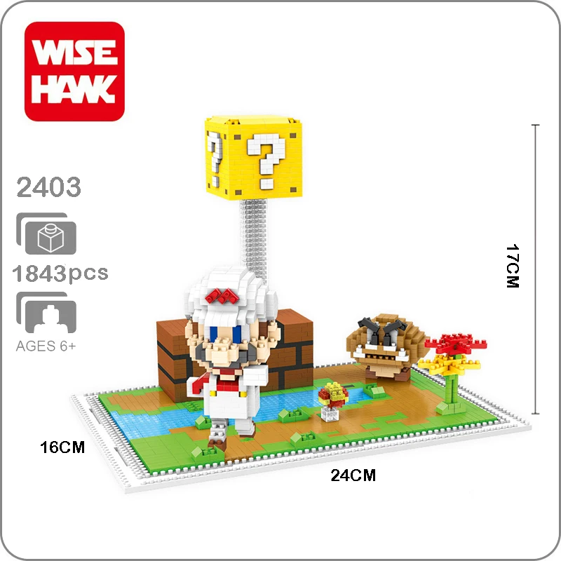 

WiseHawk 2403 Game Super Mario Goomba Flower 3D Model 1843pcs DIY Mini Building Diamond Nano Blocks Bricks Assembly Toy no box
