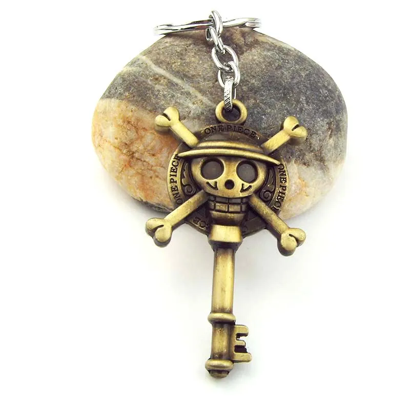 ONE PIECE LUFFY Straw Hat Skull Key Keychain Anime One pieces Figure