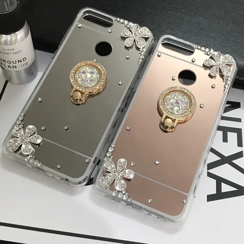 Зеркальный чехол с кольцом для Huawei P20 lite P smart Z 2019 P10 plus honor 8X 8 7A 8A 9 10 Mate 30 20 Pro