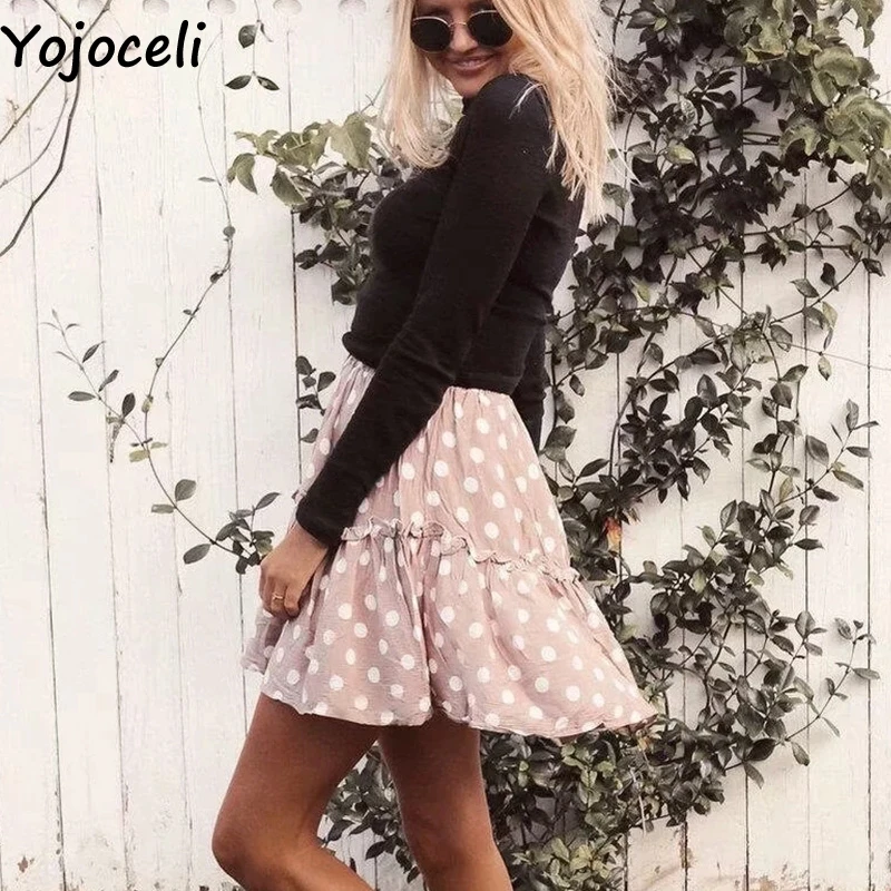 Yojoceli مثير البولكا نقطة طباعة عالية الخصر التنانير إمرأة الخريف عارضة كشكش لطيف تنورة الإناث أسفل Yojoceli مثير البولكا نقطة طباعة عالية الخصر التنانير إمرأة الخريف عارضة كشكش لطيف تنورة الإناث أسفل