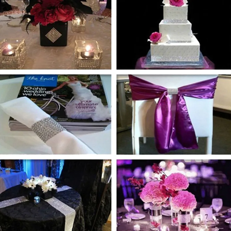91.5cm Crystal Ribbons Mesh Trim Bling Diamond Wrap Cake Roll Tulle For Party Wedding Decoration Event Party Supplies