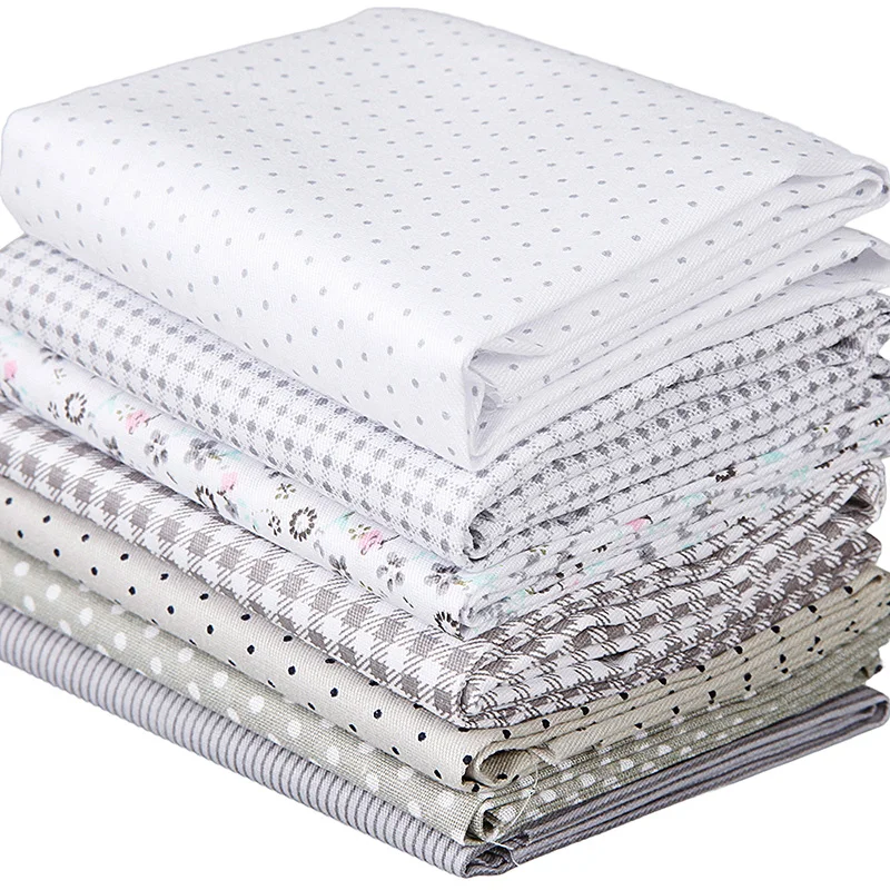 Шитья 7 шт. хлопчатобумажной ткани серого цвета в полоску с цветами Diy Швейные комплект для лоскутных изделий для лоскутное шитье размер 40 x50CM