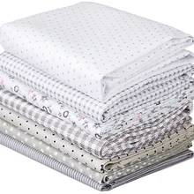 Шитья 7 шт. хлопчатобумажной ткани серого цвета в полоску с цветами Diy Швейные комплект для лоскутных изделий для лоскутное шитье размер 40 x50CM