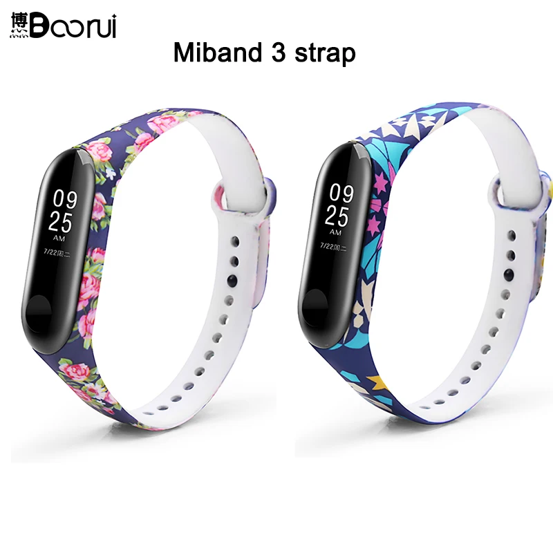 BOORUI новейший miband 3 ремешка красочные miband 4 ремешок умные аксессуары силиконовый ремешок обычно используется в miband 3/4