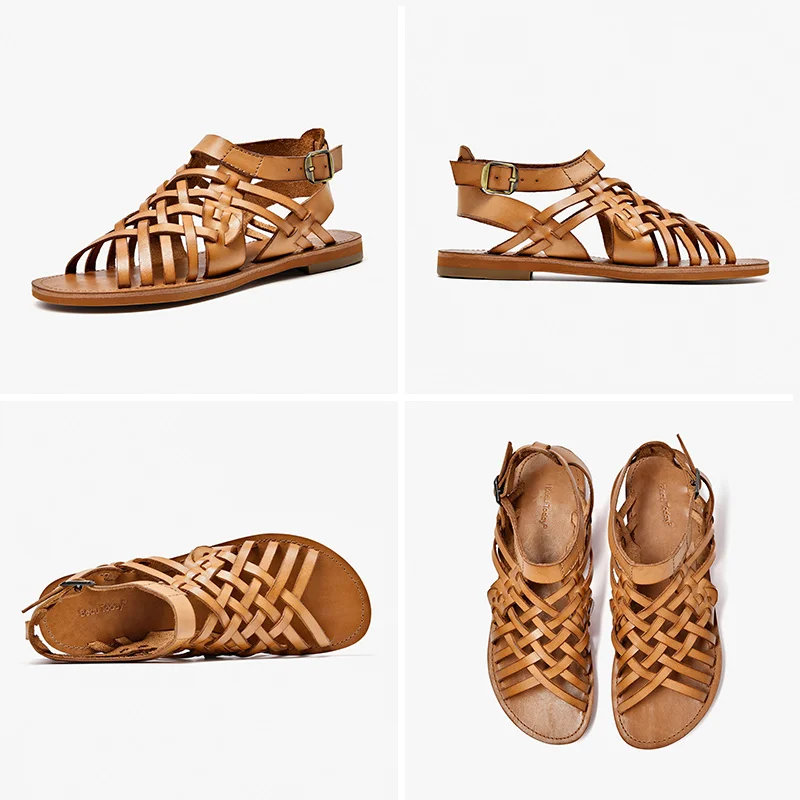 BeauToday/женские сандалии на плоской подошве из коровьей кожи; сандалии-гладиаторы с пряжкой; Лидирующий бренд; женская летняя обувь ручной работы; 33007