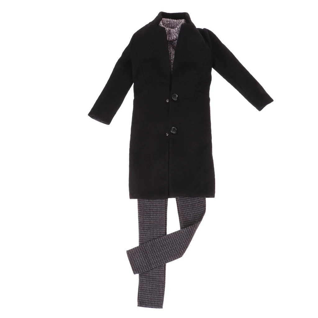 Black Overcoat Sweater Pants for 70cm Uncle BJD Doll