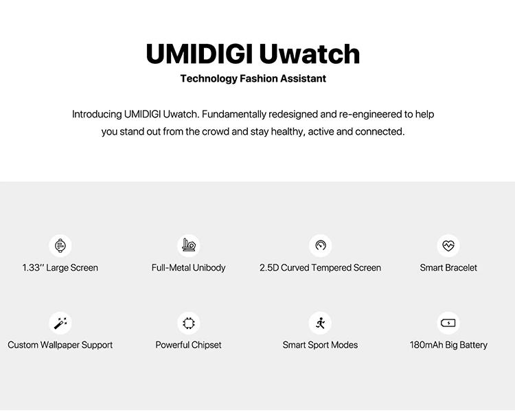 UMIDIGI UMI Uwatch Milanese Version 1.33 Inch 2.5D IPS Touch Color Screen Smart Watch Waterproof Support Custom Wallpaper Sport Mode for Android iOS