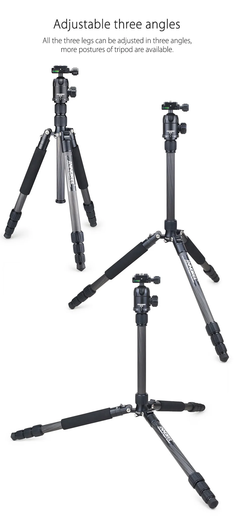 RT40C Carbon Fiber Camera Tripod Professional Travel Compact Tripod Video Monopo