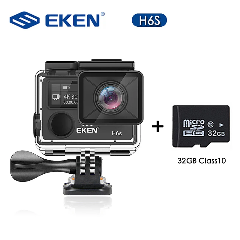 Оригинальная спортивная видеокамера eken H6S 4K+ Ultra HD 14MP с дистанционным управлением EIS Ambarella A12 с чипом Wifi 30 м, водонепроницаемая экшн-камера с датчиком - Цвет: EKEN H6S 32GB