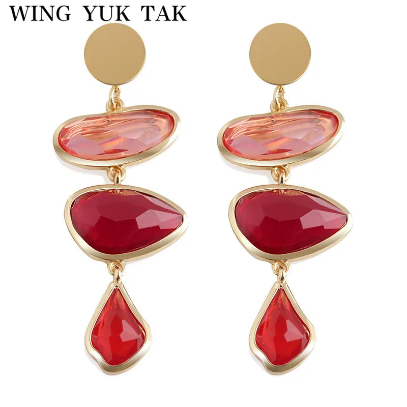 Wing yuk tak, новая мода, эффектный Bijoux, 2 цвета, романтичный акриловый, неправильный, абстрактный, висячие серьги для женщин, свадебные ювелирные изделия