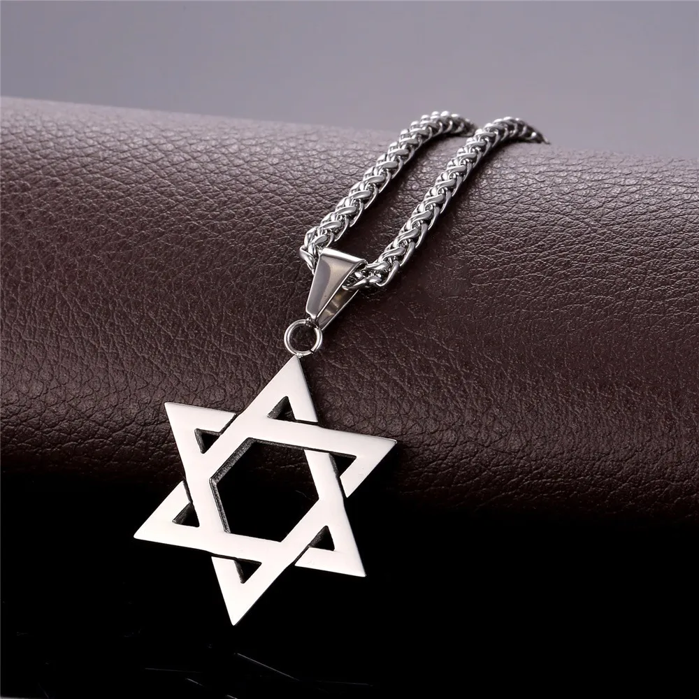 Collare Magen Звезда Давида, кулон израильская цепочка ожерелье для женщин из нержавеющей стали Judaica золото/черный цвет еврейские мужские ювелирные изделия P813