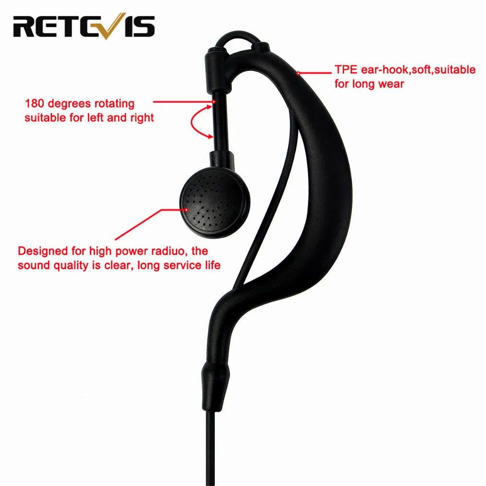 Retevis g-тип ушной крючок гарнитура для рации Retevis RT1 для Kenwood двухстороннее радио высокой мощности аксессуары J9106A