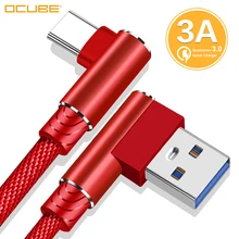 3a Usb Тип C 90 градусов кабель с разъемом usb-c для Xiaomi Mi 9t samsung Galaxy A50 S8 S9 A70 S10 A40 A30 A20 разъемом спецификации Usb type-C кабель передачи данных для быстрой зарядки