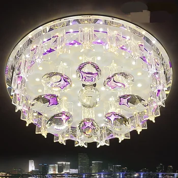 

Crystal Round LED Ceiling Light Ceiling Living Room Arcade Aisle Installation Compact Purple Coffee Color bedroom lamps ZA