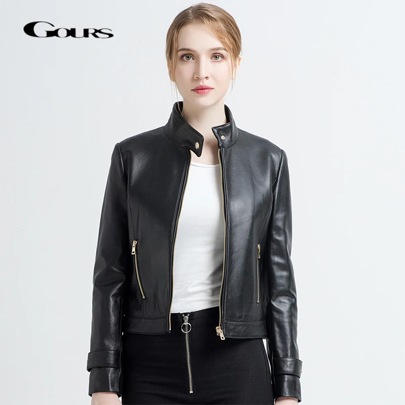 Classique Peau Pour Gours Vestes Veste 68025 Style Dames Cuir Court Punk Manteaux Moto Véritable En Black Femmes De Noir Mode Mouton xqSqrp7IwT