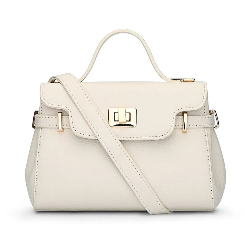 

MIYAHOUSE simple temperament wild handbag lock OL commuter small square bag solid color leather shoulder diagonal female bag