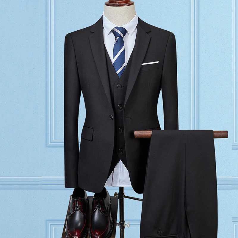 PAULKONTE (Jacket+Vest+Pant) 2019 Hot Solid Color Slim Fit Classic Men's Suit Fashion High Quality Wedding Business Men Suit PAULKONTE (Jacket+Vest+Pant) 2019 Hot Solid Color Slim Fit Classic Men's Suit Fashion High Quality Wedding Business Men Suit
