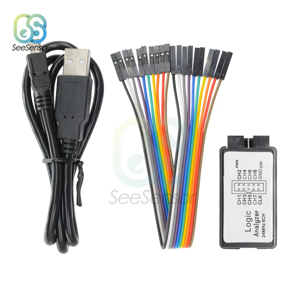 USB Logic 24 МГц 8-канальный логический анализатор для рукоятки для ПЛИС