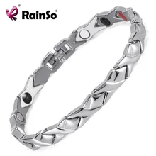 Rainso ювелирные изделия Элегантный серебряный 4 элемента здравоохранения магнитный браслет 316L браслеты из нержавеющей стали для женщин OSB-1543S