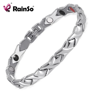 

Rainso Jewelry Elegant 4 Elements Health Care Magnetic Bracelet 316L Stainless Steel Bracelets for Women OSB-1543S