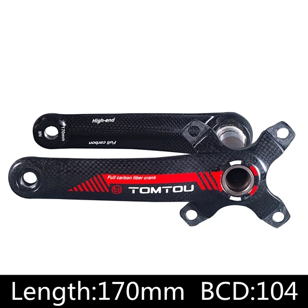 TOMTOU велосипедная рукоятка из углеродного волокна, велосипедная рукоятка, 4 когтя, MTB, велосипедная рукоятка, длина 170 мм/175 мм, bcd104мм, велосипедные детали - Цвет: red For MTB 170mm