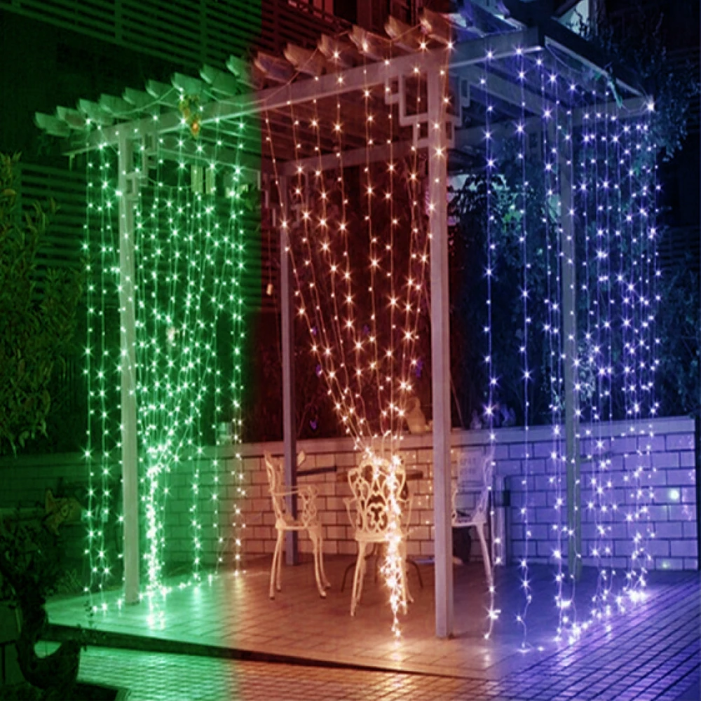 

3M x 3M 300 LEDs Wedding Light icicle Christmas Light LED String Fairy Light Bulb Garland Birthday Party Garden Curtain Decor