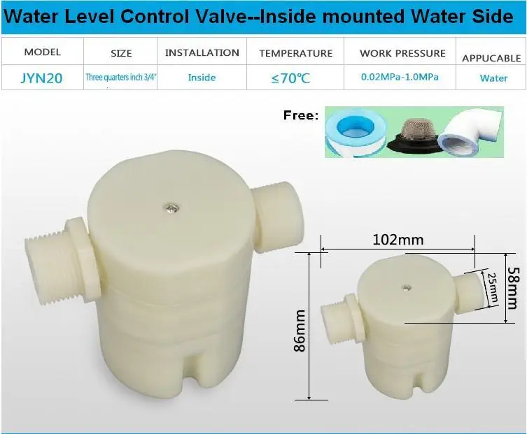 Válvula de Controle de Nível Nível de Água Válvula para Aquecedor Solar de Água o Envio Gratuito de 3 e 4 3 e 4 de Entrada de Entrada Lateral Embutido e dentro Montado Float Automático de Água da Tanque Piscina
