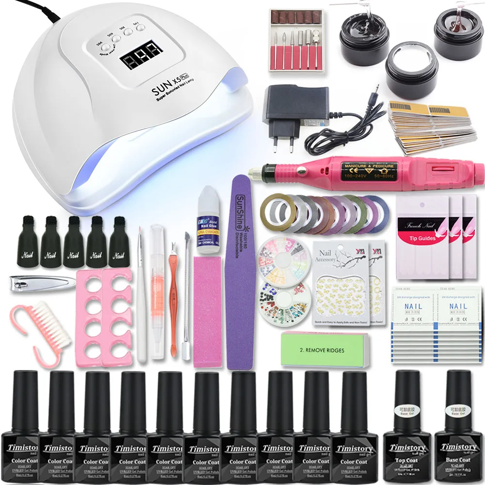 

Manicure Set for Nail Gel Kit with UV Nail Lamp 72/54/36W Acrylic Nail Kit Manicure Machine Manicure Tool Set Nail File Kit