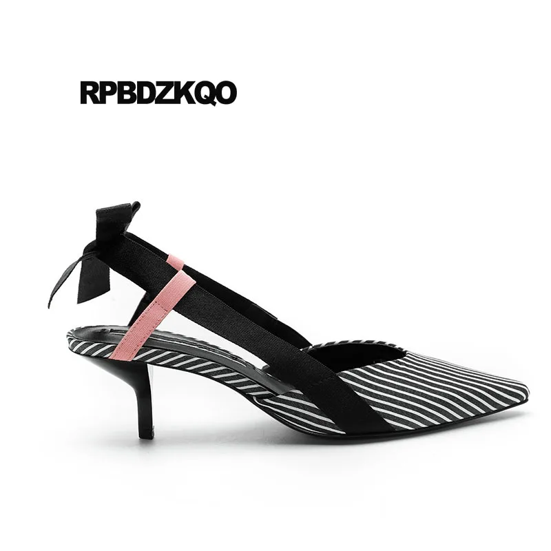 

Black And White Bow Elegant Sandals Stiletto Strap Closed Toe Bowtie Work Women Shoes 2018 Spring Cute High Heels Pointed Pumps