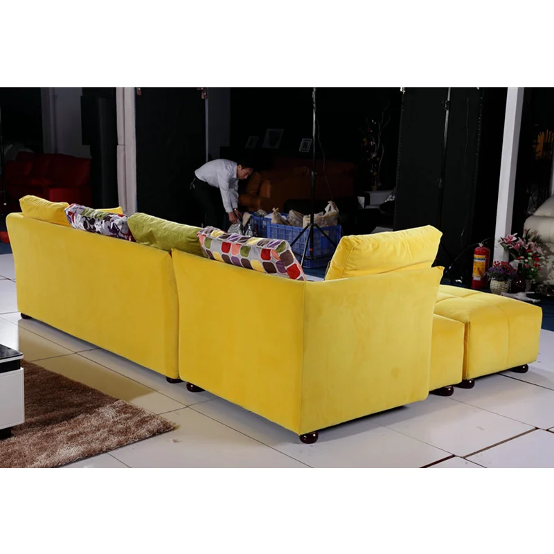 Яркий желтый цвет бархат диван набор, современная мебель для гостиной кресло