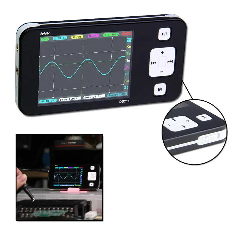 

Mini Handheld ARM DSO211 Oscilloscope TFT Display Mini Digital Storage osciloscopio USB Interface 200KHz