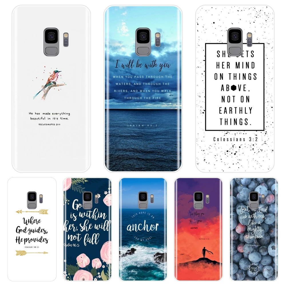 

Phone Case Silicone For Samsung Galaxy Note 4 5 8 9 Bible Verse Quotes Text Soft Back Cover For Samsung S8 S9 Plus S5 S6 S7 Edge