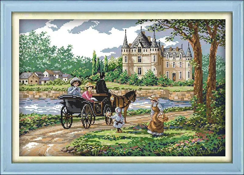 

Suburban scenery Printed on Canvas DMC Counted Chinese Cross Stitch Kits printed Cross-stitch set Embroidery Needlework