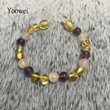 Браслет yowei для малышей из янтаря, подарок, натуральный аметист, розовый кварц, Женские Ювелирные изделия на заказ, браслет из янтаря/ожерелье